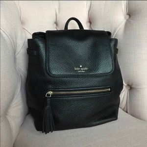 Kate Spade Black Leather Backpack and Wristlet